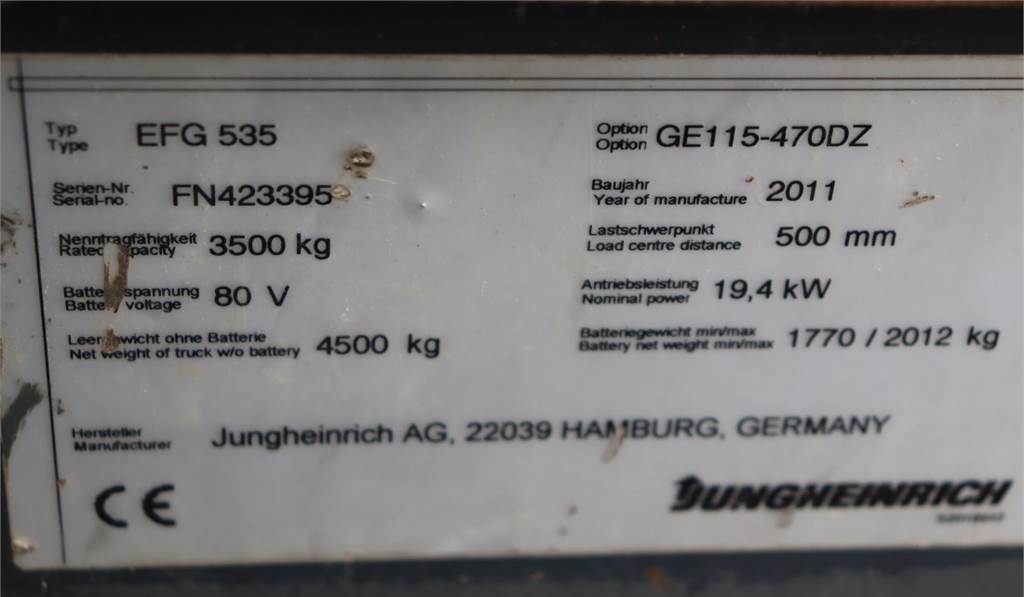 Дизельный погрузчик Jungheinrich EFG 535K Electric, Lifting Height 4700mm, Freelift: фото 6