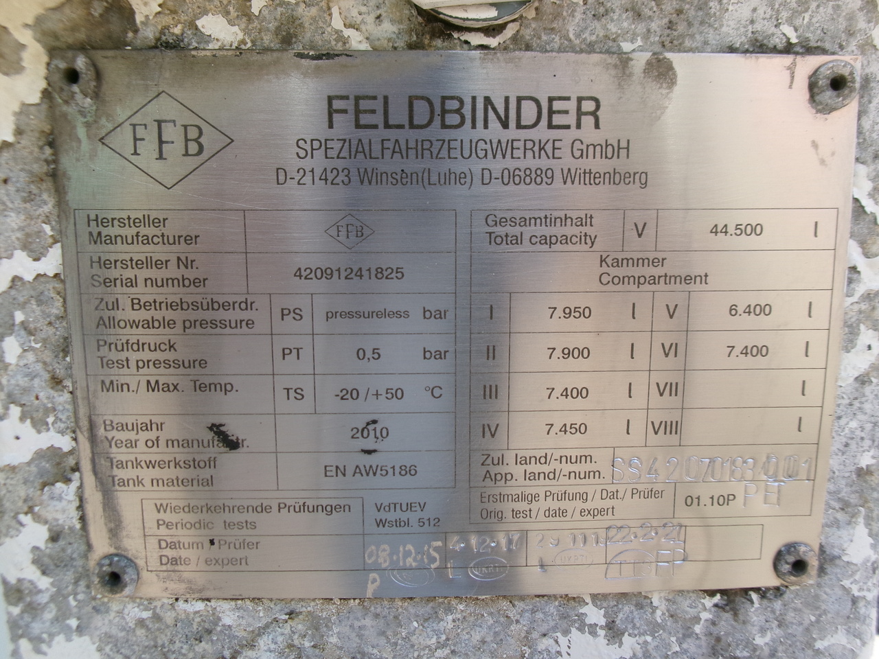Полуприцеп-цистерна для транспортировки топлива Feldbinder Fuel tank alu 42 m3 / / 6 comp + pump: фото 29