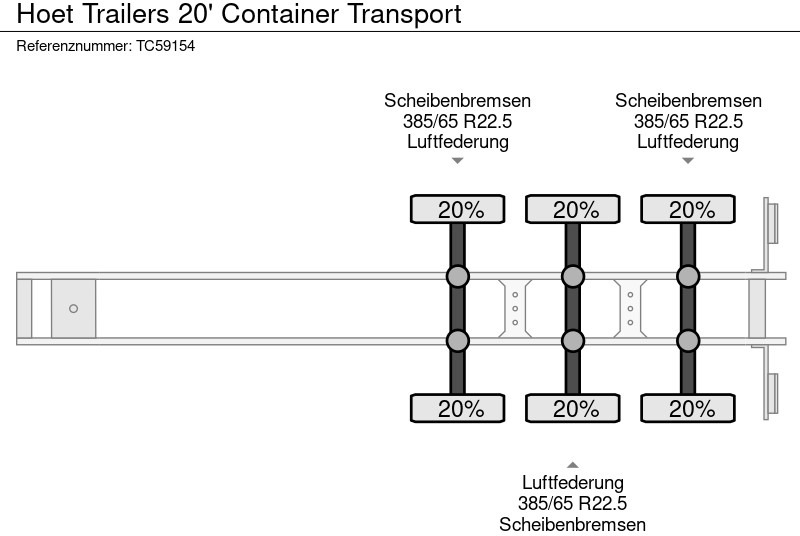 Полуприцеп-контейнеровоз/ Сменный кузов Hoet Trailers 20' Container Transport: фото 10