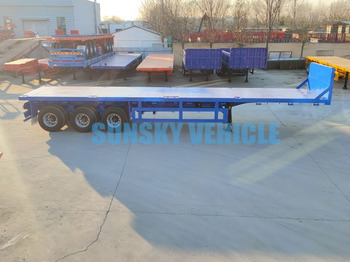 Новый Полуприцеп бортовой/ Платформа для транспортировки сыпучих материалов SUNSKY 40FT 3 axle flatbed trailer: фото 3