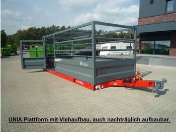 UNIA Transportplattform PL-6 mit Viehaufbau rund  - Прицеп для перевозки животных