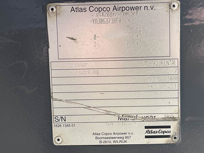 Воздушный компрессор Atlas-Copco XAS 87 KD: фото 3