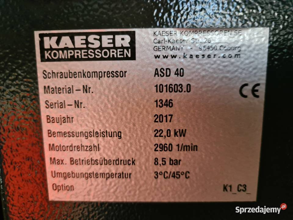 Воздушный компрессор Kompresor śrubowy KAESER ASD 40 22kw 2017r: фото 6