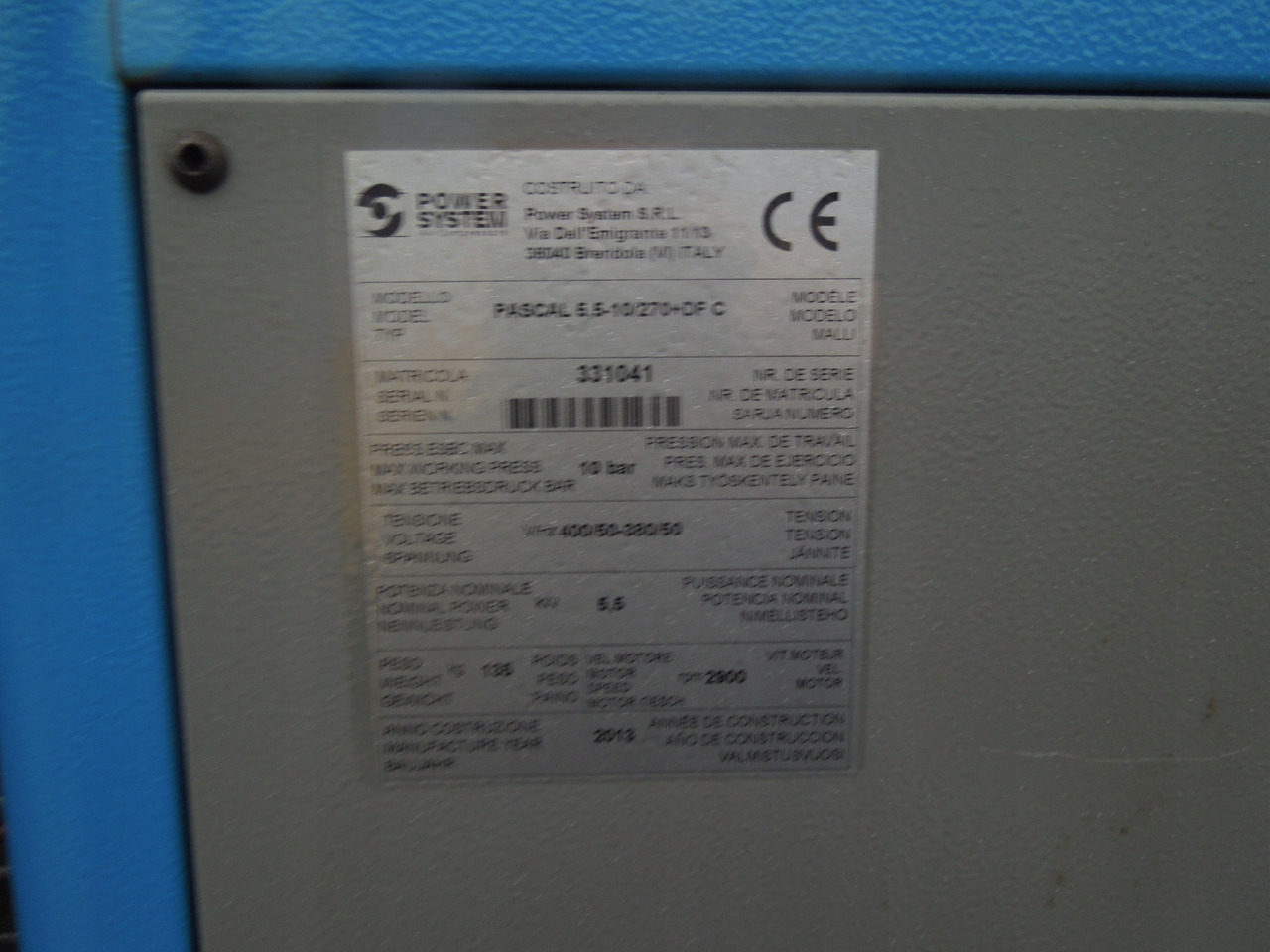 Воздушный компрессор POWER SYSTEM PASCAL 5,5-10/27: фото 3
