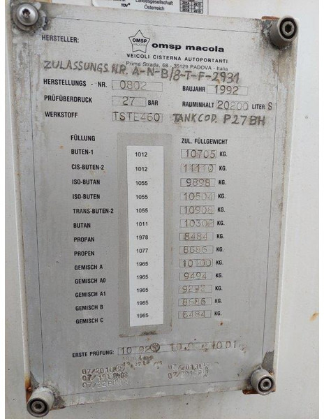 OMSP Macola Tanktrailer 20.200 Liter lpg Gas, Gaz, LPG, GPL, Propane, Butane tank ID 3.135 - Полуприцеп-цистерна: фото 5