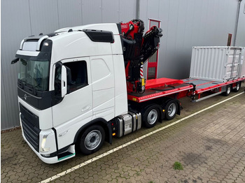 Новый Полуприцеп бортовой/ Платформа Wiese Stufensattel Tieflader mit Kran Fassi F545: фото 5