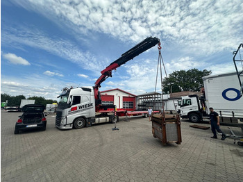 Новый Полуприцеп бортовой/ Платформа Wiese Stufensattel Tieflader mit Kran Fassi F545: фото 2