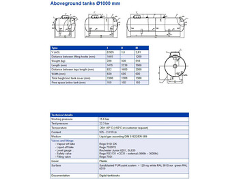 Новый Топливный бак для Грузовиков De Visser Propaan/Butaan LPG tank 1600 (0,8 ton) Gastank, Gas, Gaz, LPG, GPL, Propane, Butane Ø1000 including tankfittings: фото 3