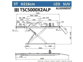 Оборудование для гаражей/ Мастерских TSC5000X2A LP wheel alignment lift - On floor - Free wheel lifting system - 5.2 m lightened runways (76 cm wide) - Low profile - 5T: фото 3