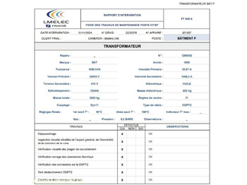 Инструмент/ Оборудование Transformateur électrique huile minérale 1000 kVA SNT: фото 5 Инструмент/ Оборудование Transformateur électrique huile minérale 1000 kVA SNT: фото 5