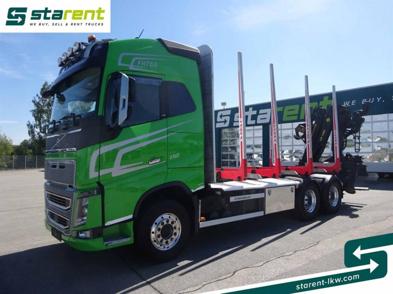 Volvo FH16 750 6x4 Holzaufbau mit Kran (Tajfun LIV120Z) - Лесовоз: фото 1 Volvo FH16 750 6x4 Holzaufbau mit Kran (Tajfun LIV120Z) - Лесовоз: фото 1