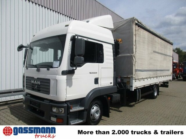 Тентованный грузовик, Автоманипулятор MAN TGL 12.240BL 4x2, mit Kran Hiab 088 mit Funk: фото 8