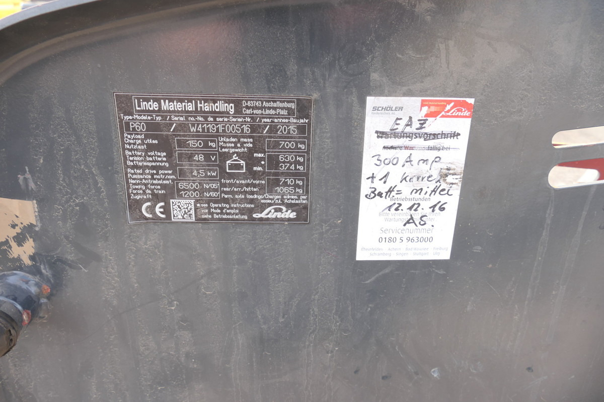 Складской тягач LINDE P 60 Z Schlepper Batterie 22/2019 3-Rad: фото 11