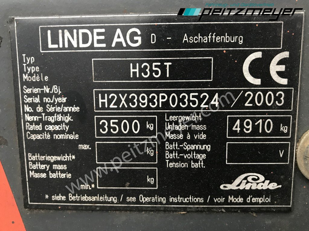 Газовый погрузчик LINDE Gabelstapler H 35 T Gas + Seitenschieber: фото 10