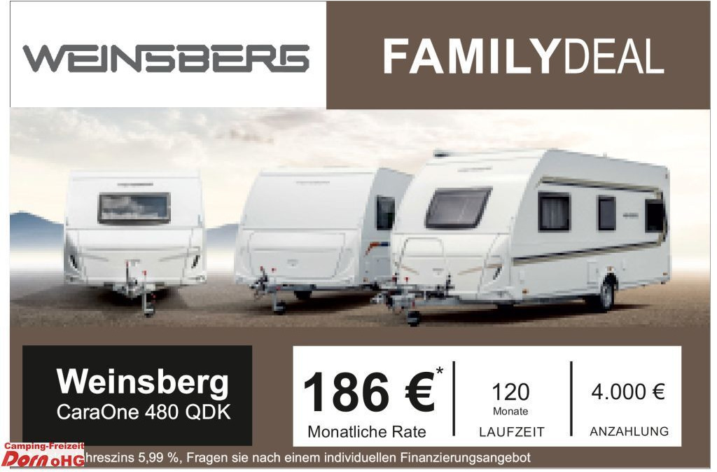 Weinsberg CaraOne 480 QDK 3 Pakete Weinsberg CaraOne 480 QDK 3 Pakete - Прицеп дача: фото 1 Weinsberg CaraOne 480 QDK 3 Pakete Weinsberg CaraOne 480 QDK 3 Pakete - Прицеп дача: фото 1