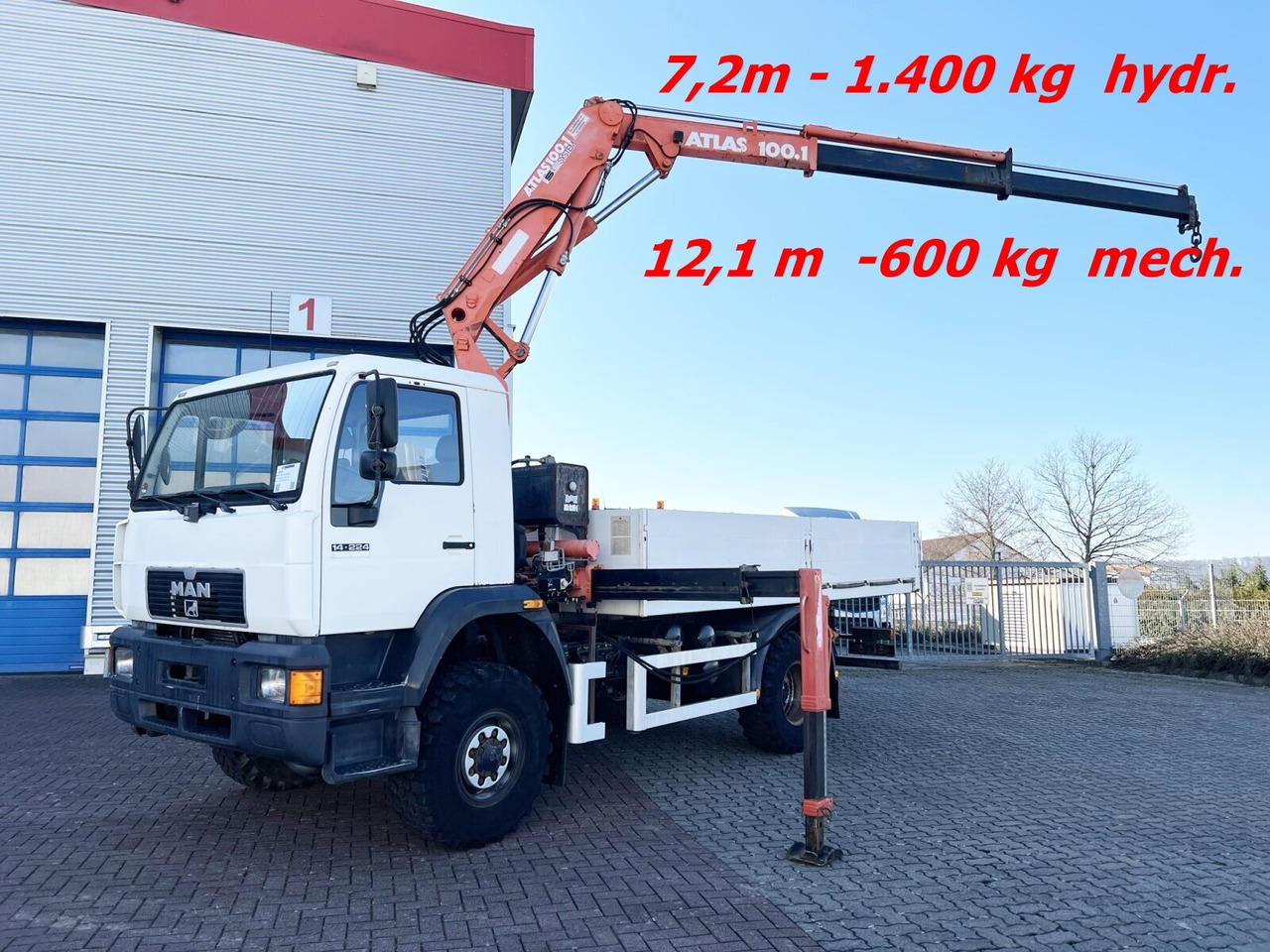 MAN 14.224 LAC 4x4 BB 14.224 LAC 4x4 BB mit Kran Atlas 100.1 - Автоманипулятор, Грузовик бортовой/ Платформа: фото 1 MAN 14.224 LAC 4x4 BB 14.224 LAC 4x4 BB mit Kran Atlas 100.1 - Автоманипулятор, Грузовик бортовой/ Платформа: фото 1