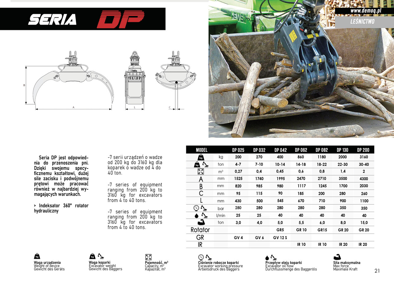 DEMOQ DP042 Log Grab 400 kg - Грейфер для Строительной техники: фото 4 DEMOQ DP042 Log Grab 400 kg - Грейфер для Строительной техники: фото 4