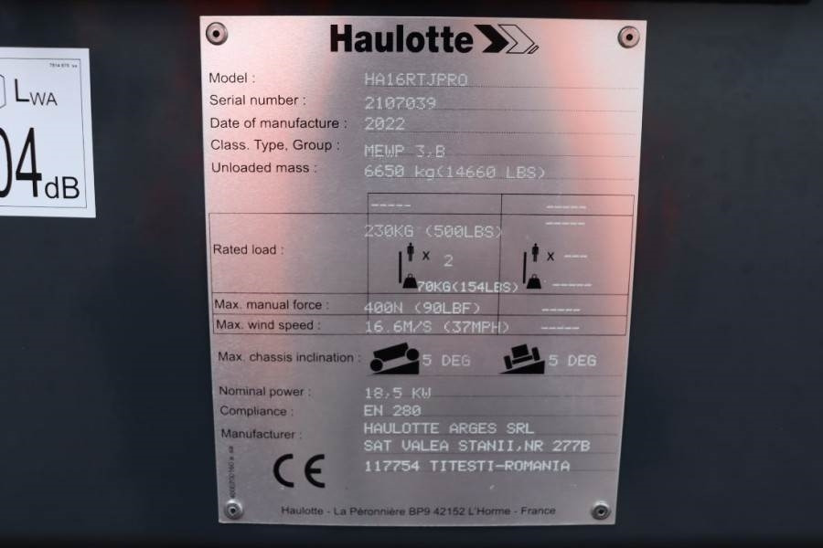Коленчатый подъемник Haulotte HA16RTJ Pro NEW, Valid inspection, *Guarantee! Die: фото 7