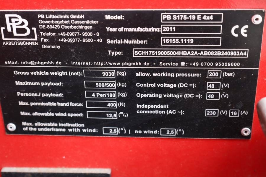 Ножничный подъемник PB LIFT S175-19E 4x4 Electric, 4x4 Drive, 18.1m Worki: фото 6