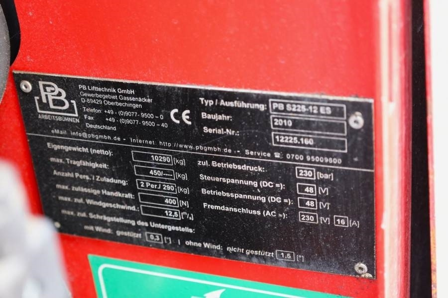 PB LIFT S225-12ES Electric, 22.5m Working Height, 450  в лизинг PB LIFT S225-12ES Electric, 22.5m Working Height, 450: фото 6