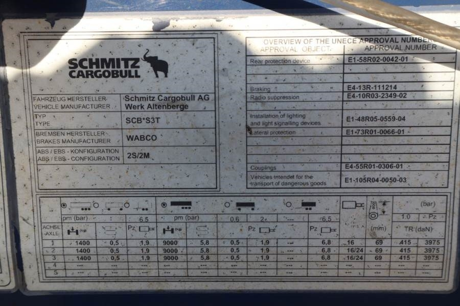 Тентованный прицеп Schmitz Cargobull SCB3ST CoC Documents, TuV Loading Certif: фото 7