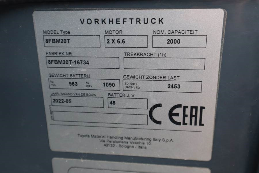 Дизельный погрузчик Toyota 8FBM20T Valid inspection, *Guarantee! Electric, 47: фото 16