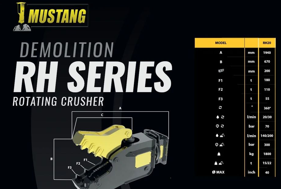 Inny Nowe szczęki kruszące MUSTANG HAMMER RH 20, 1800 KG - Навесное оборудование для Строительной техники: фото 2 Inny Nowe szczęki kruszące MUSTANG HAMMER RH 20, 1800 KG - Навесное оборудование для Строительной техники: фото 2