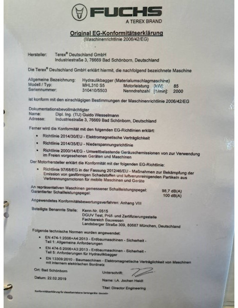 Перегружатель для транспортировки мусора Fuchs MHL 310: фото 19 Перегружатель для транспортировки мусора Fuchs MHL 310: фото 19