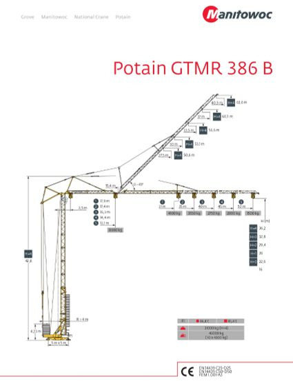 Potain GTMR 386 B - Быстромонтируемый башенный кран: фото 4 Potain GTMR 386 B - Быстромонтируемый башенный кран: фото 4