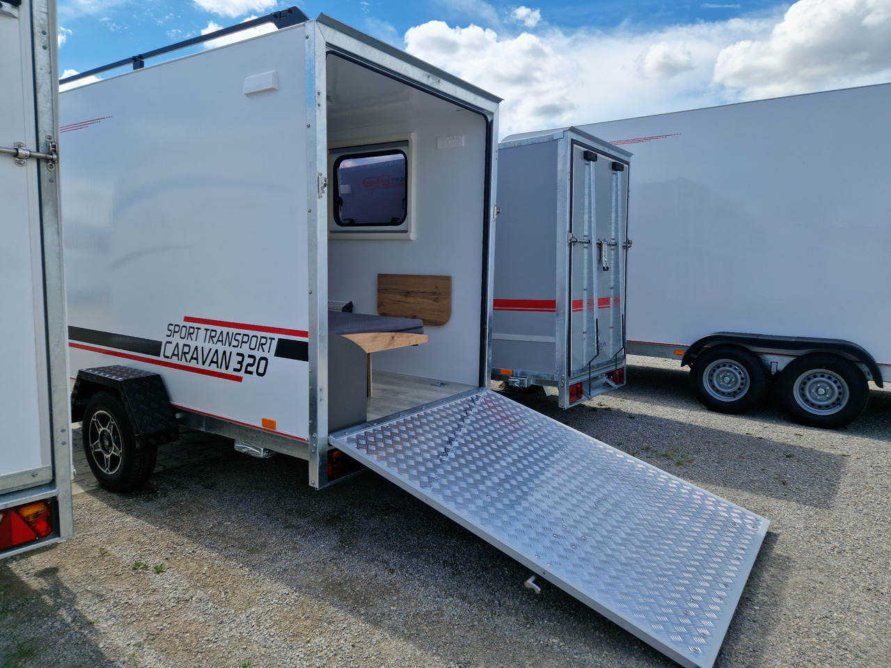 Прицеп дача Koffer Camp TFS ST 320.01 320x150x180cm Premium Rampe Seitentür Fenster Bett 1300kg 100km/H: фото 10
