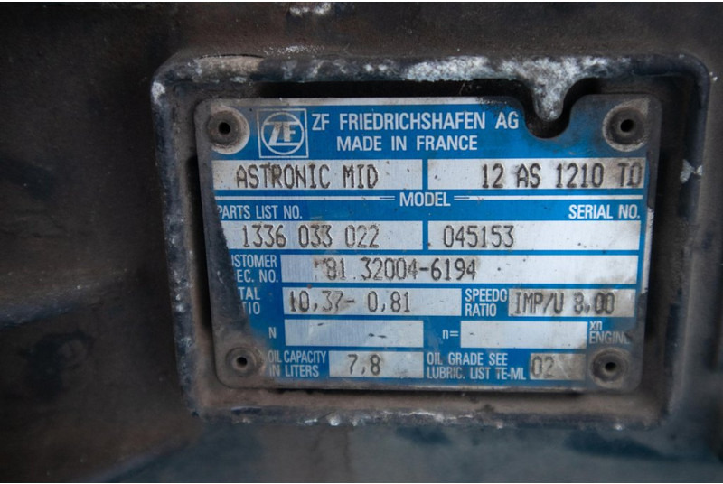 ZF 12AS1210OD TGM 81.32004-6194 - Коробка передач для Грузовиков: фото 5 ZF 12AS1210OD TGM 81.32004-6194 - Коробка передач для Грузовиков: фото 5