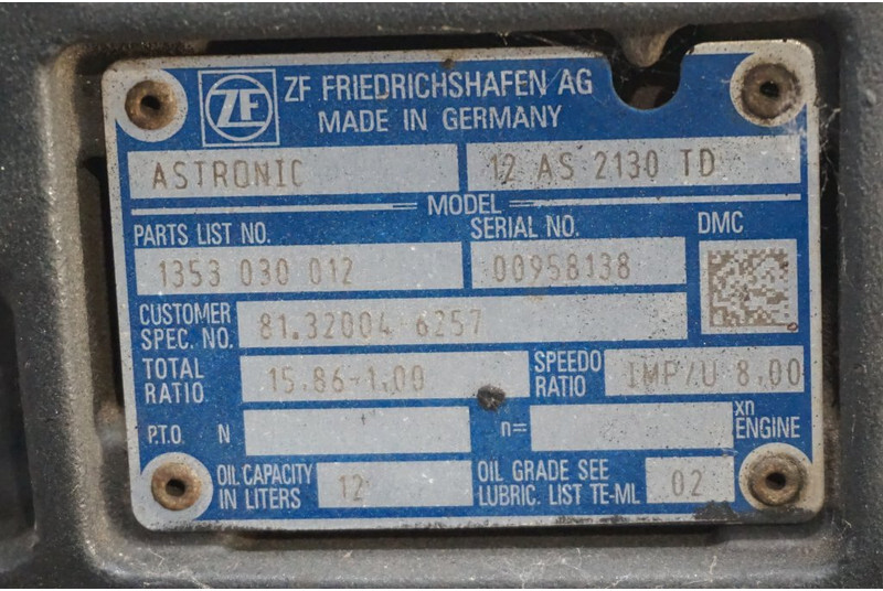 ZF 12AS2130DD 81.32004-6257 - Коробка передач для Грузовиков: фото 5 ZF 12AS2130DD 81.32004-6257 - Коробка передач для Грузовиков: фото 5