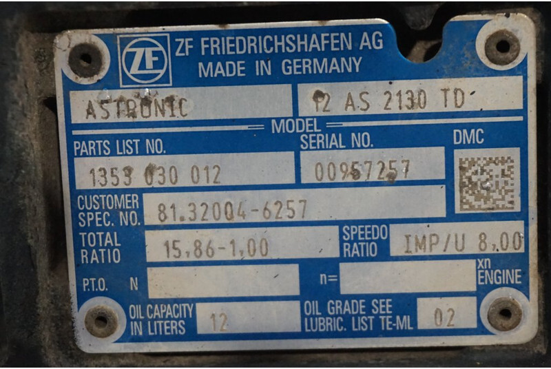 ZF 12AS2130DD TGS 81.32004-6257 - Коробка передач для Грузовиков: фото 5 ZF 12AS2130DD TGS 81.32004-6257 - Коробка передач для Грузовиков: фото 5