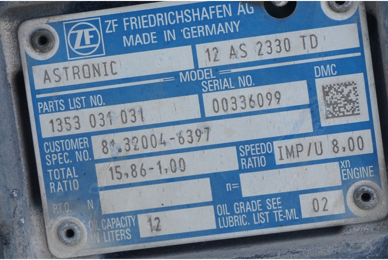 ZF 12AS2330DD TGS 81.32004-6397 - Коробка передач для Грузовиков: фото 5 ZF 12AS2330DD TGS 81.32004-6397 - Коробка передач для Грузовиков: фото 5