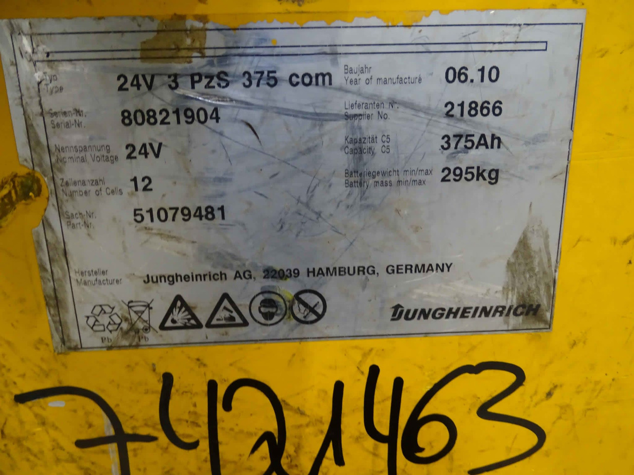Jungheinrich 24V 375Ah - Аккумулятор для Погрузочно-разгрузочной техники: фото 2 Jungheinrich 24V 375Ah - Аккумулятор для Погрузочно-разгрузочной техники: фото 2
