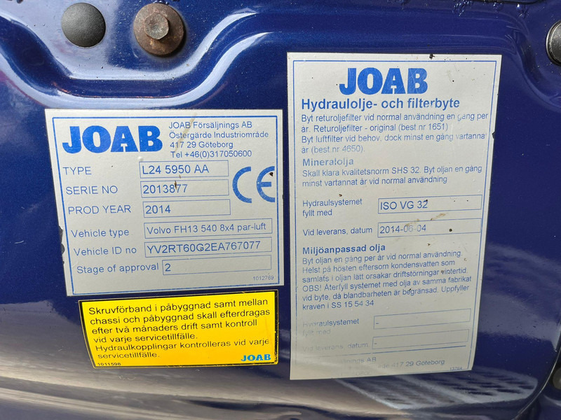 Крюковой мультилифт Volvo FH 540 8x4*4 JOAB L 24 ton / L=5950 mm: фото 14 Крюковой мультилифт Volvo FH 540 8x4*4 JOAB L 24 ton / L=5950 mm: фото 14