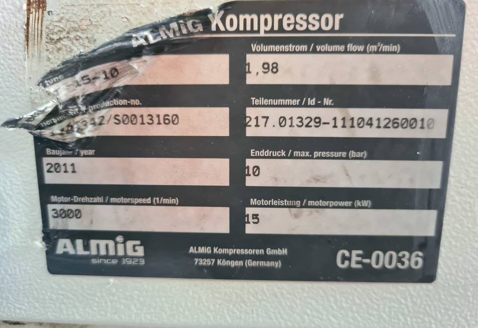 Kompresor śrubowy Almig Belt 15, 15 kw. 2011r - Воздушный компрессор: фото 5 Kompresor śrubowy Almig Belt 15, 15 kw. 2011r - Воздушный компрессор: фото 5
