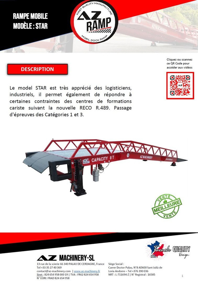 **RENTAL** Loading Ramp with with hydraulic tilting bridge - AZ RAMP - STAR- 8T. 8 ton capacity - Погрузочная рампа: фото 3 **RENTAL** Loading Ramp with with hydraulic tilting bridge - AZ RAMP - STAR- 8T. 8 ton capacity - Погрузочная рампа: фото 3