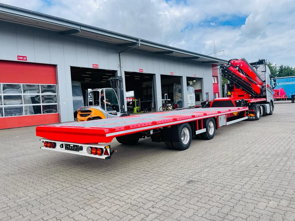 Новый Полуприцеп бортовой/ Платформа Wiese Stufensattel Tieflader mit Kran Fassi F545: фото 6