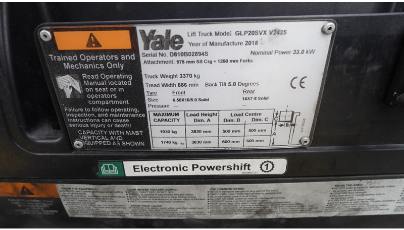 Yale GLP20SVX V2425 LPG FORKLIFT DUPLEX - Строительная техника: фото 5 Yale GLP20SVX V2425 LPG FORKLIFT DUPLEX - Строительная техника: фото 5