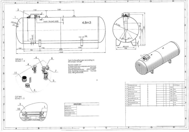 De Visser Propaan/Butaan LPG tank 4850 L (2,43 ton) Gastank, Gas, Gaz, LPG, GPL, Propane, Butane Ø 1250 including tank fittings - Топливный бак: фото 5 De Visser Propaan/Butaan LPG tank 4850 L (2,43 ton) Gastank, Gas, Gaz, LPG, GPL, Propane, Butane Ø 1250 including tank fittings - Топливный бак: фото 5