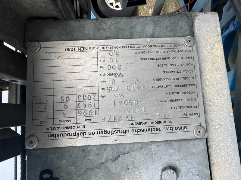 Klaas **LADDERLIFT-DAKWERKERSLIFT-VERHUISLIFT** - Прицеп: фото 5 Klaas **LADDERLIFT-DAKWERKERSLIFT-VERHUISLIFT** - Прицеп: фото 5