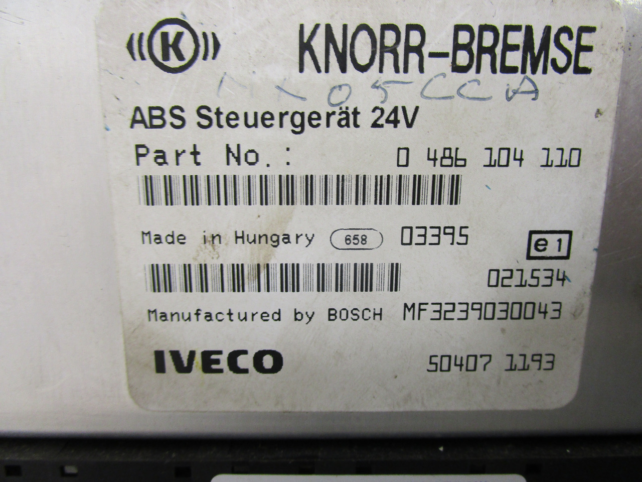 IVECO TECTOR ABS ECU P/NO 0486104110 - Детали тормозной системы для Грузовиков: фото 2 IVECO TECTOR ABS ECU P/NO 0486104110 - Детали тормозной системы для Грузовиков: фото 2