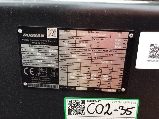Doosan B35X-7 PLUS - Электропогрузчик: фото 5 Doosan B35X-7 PLUS - Электропогрузчик: фото 5