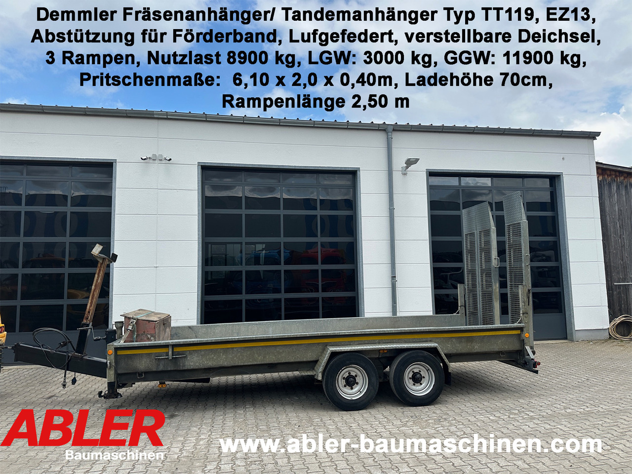 Demmler Tandem-Tiefladeranhänger Fräsenanhänger - Низкорамный прицеп: фото 1 Demmler Tandem-Tiefladeranhänger Fräsenanhänger - Низкорамный прицеп: фото 1