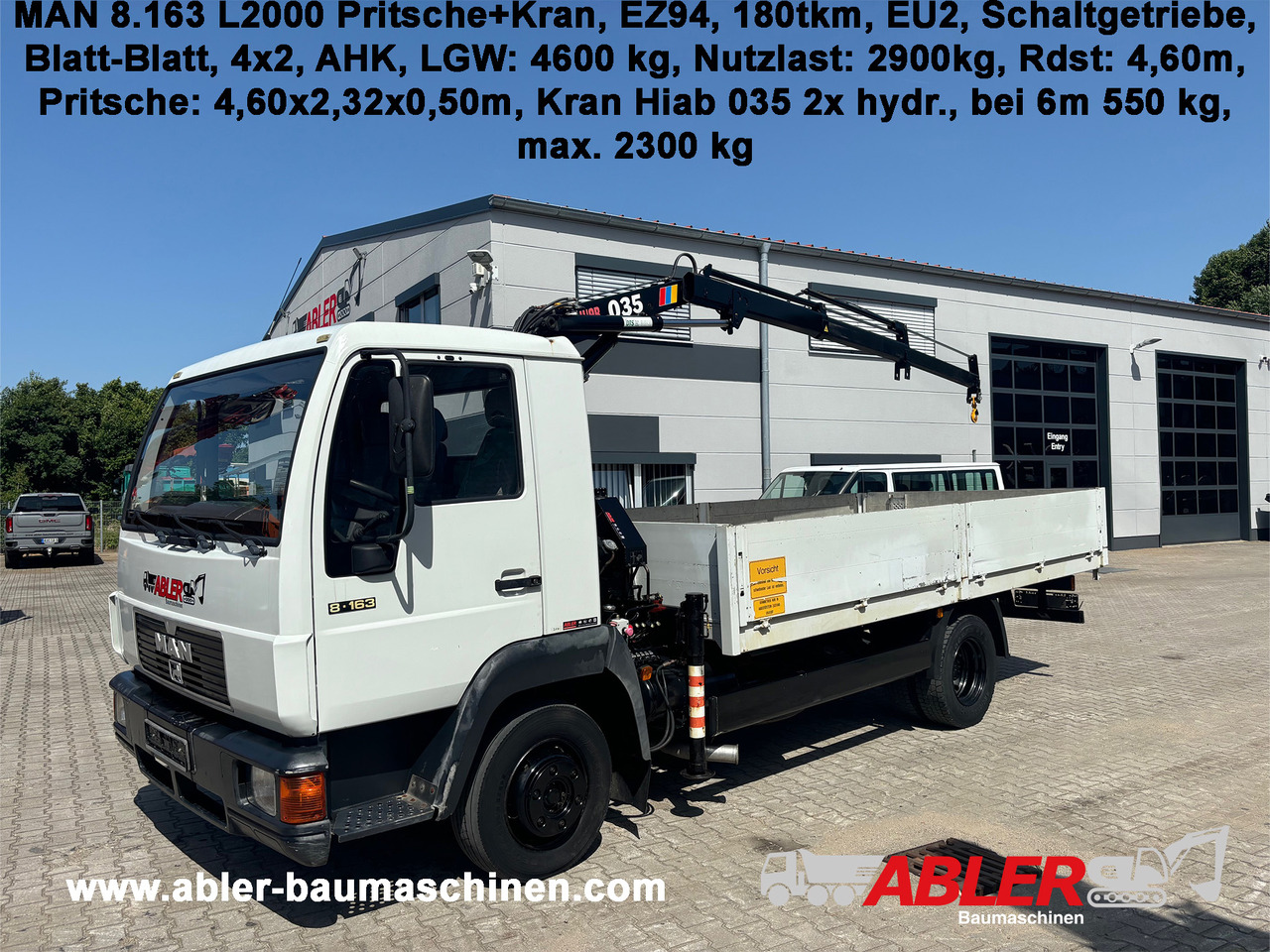 MAN 8.163 L2000 Pritsche+Kran Hiab 035 - Грузовик бортовой/ Платформа, Автоманипулятор: фото 1 MAN 8.163 L2000 Pritsche+Kran Hiab 035 - Грузовик бортовой/ Платформа, Автоманипулятор: фото 1