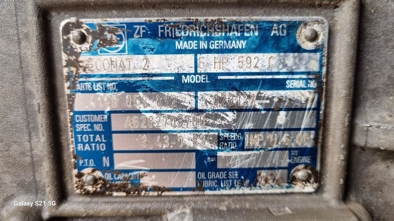 ZF ECOMAT 2 5 HP 592 C A6282703700 Mercedes-Benz - Коробка передач для Автобусов: фото 3 ZF ECOMAT 2 5 HP 592 C A6282703700 Mercedes-Benz - Коробка передач для Автобусов: фото 3