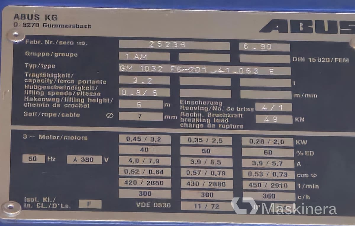 Козловой кран Abus GM 1032 Travers Abus 3,2 ton, underhängande: фото 11