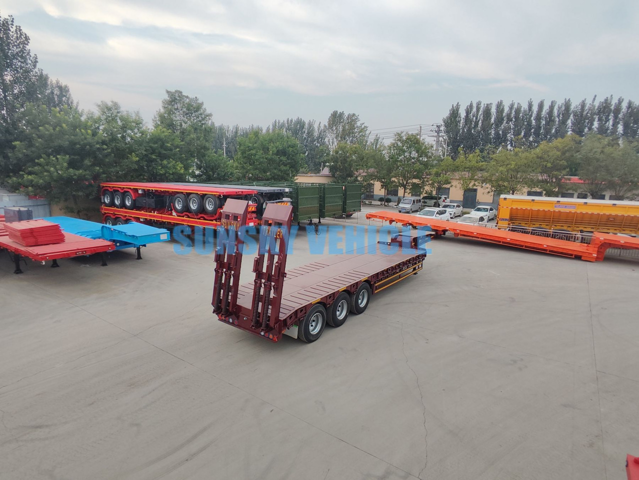Новый Низкорамный полуприцеп для транспортировки тяжёлой техники SUNSKY 30Ton lowbed trailer: фото 15