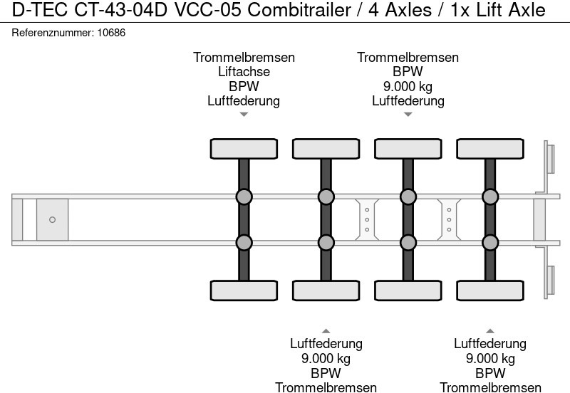 Полуприцеп-контейнеровоз/ Сменный кузов D-Tec CT-43-04D VCC-05 Combitrailer / 4 Axles / 1x Lift Axle: фото 10